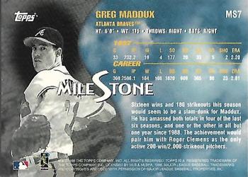 1998 Topps - Milestone #MS7 Greg Maddux Back