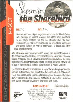 2010 MultiAd Delmarva Shorebirds #35 Sherman the Shorebird Back
