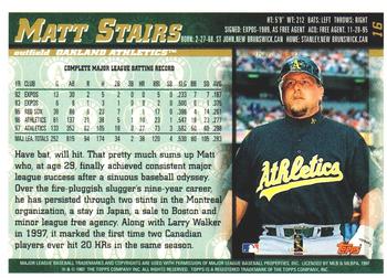 1998 Topps - Minted in Cooperstown #16 Matt Stairs Back