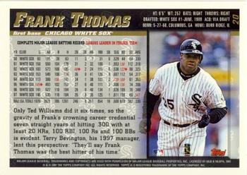 1998 Topps - Minted in Cooperstown #20 Frank Thomas Back