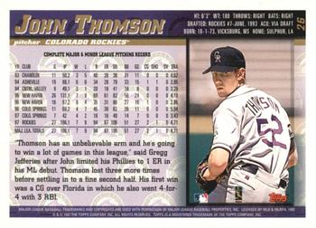 1998 Topps - Minted in Cooperstown #26 John Thomson Back