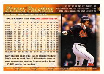 1998 Topps - Minted in Cooperstown #50 Rafael Palmeiro Back