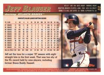 1998 Topps - Minted in Cooperstown #52 Jeff Blauser Back