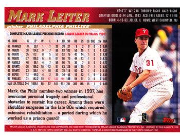 1998 Topps - Minted in Cooperstown #60 Mark Leiter Back