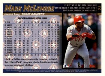 1998 Topps - Minted in Cooperstown #71 Mark McLemore Back