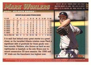 1998 Topps - Minted in Cooperstown #162 Mark Wohlers Back