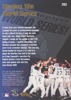 1998 Topps - Minted in Cooperstown #283 Marlins Win World Series Back
