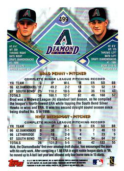 1998 Topps - Minted in Cooperstown #499 Brad Penny / Nick Bierbrodt Back