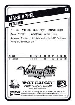 2013 Choice Tri-City ValleyCats Update #36 Mark Appel Back