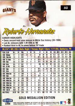 1998 Ultra - Gold Medallion #5G Roberto Hernandez Back