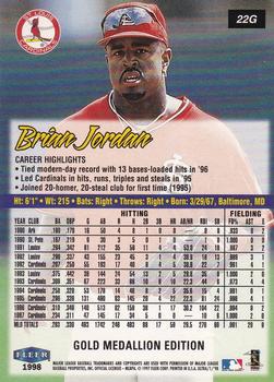 1998 Ultra - Gold Medallion #22G Brian Jordan Back