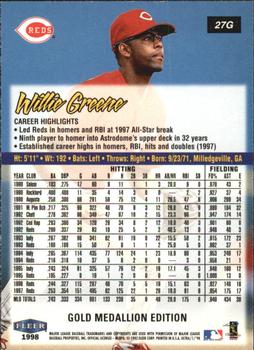 1998 Ultra - Gold Medallion #27G Willie Greene Back