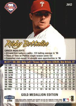 1998 Ultra - Gold Medallion #36G Ricky Bottalico Back