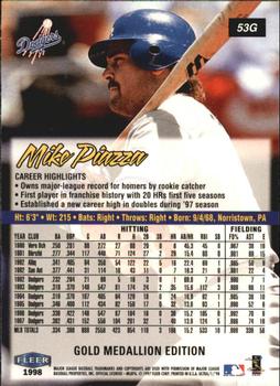 1998 Ultra - Gold Medallion #53G Mike Piazza Back