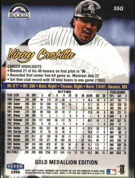 1998 Ultra - Gold Medallion #55G Vinny Castilla Back