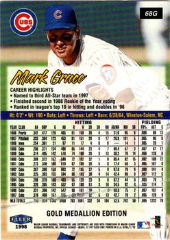 1998 Ultra - Gold Medallion #68G Mark Grace Back