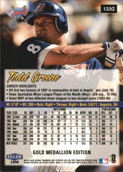 1998 Ultra - Gold Medallion #133G Todd Greene Back