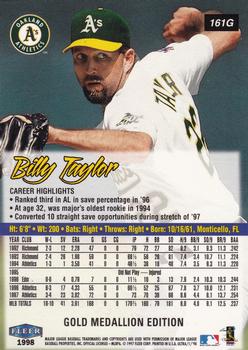 1998 Ultra - Gold Medallion #161G Billy Taylor Back