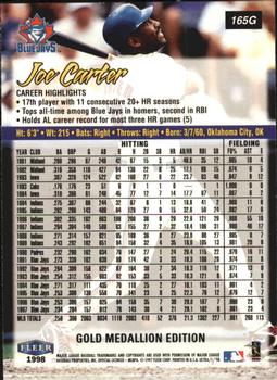 1998 Ultra - Gold Medallion #165G Joe Carter Back