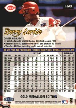 1998 Ultra - Gold Medallion #180G Barry Larkin Back