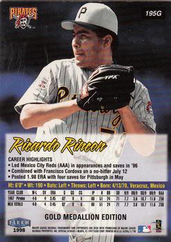 1998 Ultra - Gold Medallion #195G Ricardo Rincon Back
