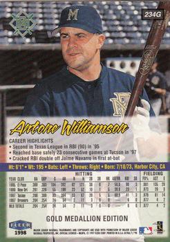 1998 Ultra - Gold Medallion #234G Antone Williamson Back