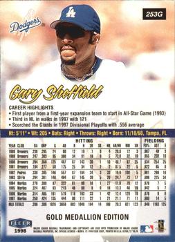 1998 Ultra - Gold Medallion #253G Gary Sheffield Back