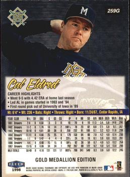 1998 Ultra - Gold Medallion #259G Cal Eldred Back
