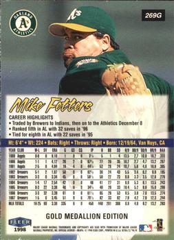 1998 Ultra - Gold Medallion #269G Mike Fetters Back
