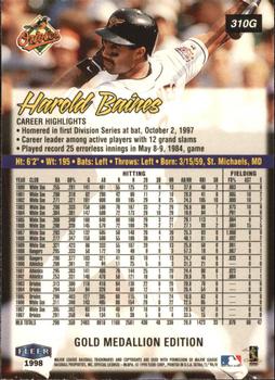 1998 Ultra - Gold Medallion #310G Harold Baines Back