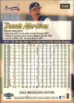 1998 Ultra - Gold Medallion #315G Dennis Martinez Back