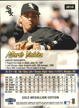 1998 Ultra - Gold Medallion #361G Mario Valdez Back