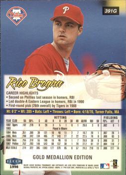 1998 Ultra - Gold Medallion #391G Rico Brogna Back