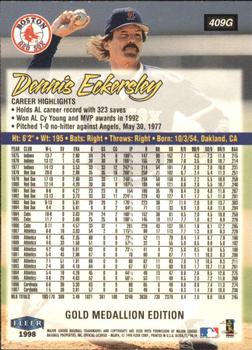 1998 Ultra - Gold Medallion #409G Dennis Eckersley Back