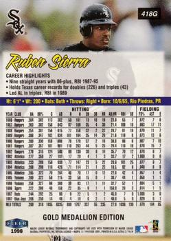 1998 Ultra - Gold Medallion #418G Ruben Sierra Back