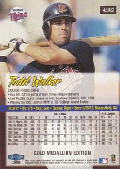 1998 Ultra - Gold Medallion #439G Todd Walker Back
