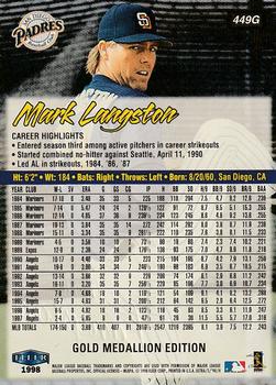 1998 Ultra - Gold Medallion #449G Mark Langston Back