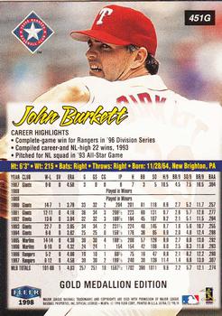 1998 Ultra - Gold Medallion #451G John Burkett Back