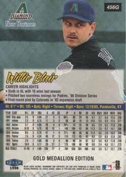 1998 Ultra - Gold Medallion #456G Willie Blair Back