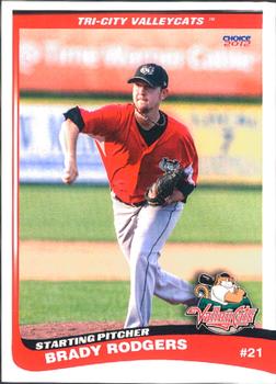 2012 Choice Tri-City ValleyCats #1 Brady Rodgers Front