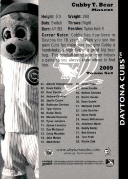 2009 Choice Daytona Cubs #NNO Cubby T. Bear Back