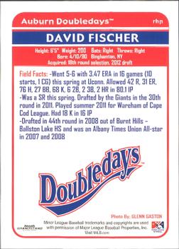 2012 Grandstand Auburn Doubledays #6 David Fischer Back