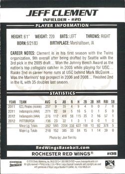 2013 Choice Rochester Red Wings #08 Jeff Clement Back
