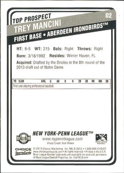 2013 Choice New York-Penn League Top Propsects #2 Trey Mancini Back