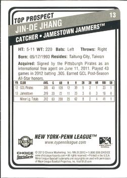 2013 Choice New York-Penn League Top Propsects #13 Jin-De Jhang Back