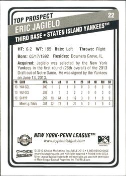 2013 Choice New York-Penn League Top Propsects #22 Eric Jagielo Back