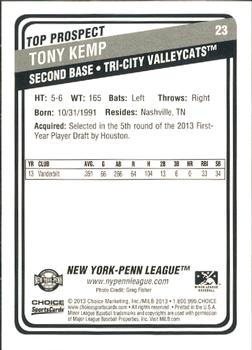 2013 Choice New York-Penn League Top Propsects #23 Tony Kemp Back