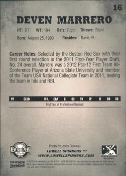 2012 Choice New York-Penn League Top Prospects #16 Deven Marrero Back