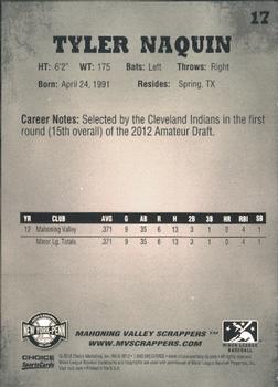 2012 Choice New York-Penn League Top Prospects #17 Tyler Naquin Back