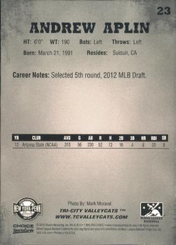 2012 Choice New York-Penn League Top Prospects #23 Andrew Aplin Back